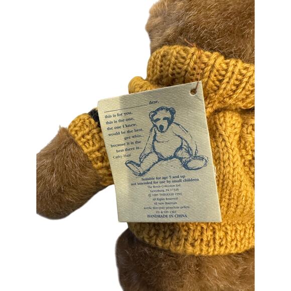 VTG Boyds Bear “Bee Whiz” Plush J.B. Bean Series 1994 14" Knit Bee Sweater Tags - Picture 4 of 7
